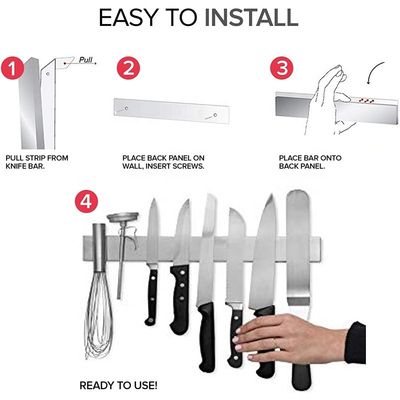 OEM ODM aceito ouro de aço inoxidável Magnetic Strip Rack Magnetic Knife Holder para parede