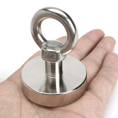 Magnético de neodímio de alta tolerância POTN08-75 550 lbs Forte com buraco de parafuso para pesca