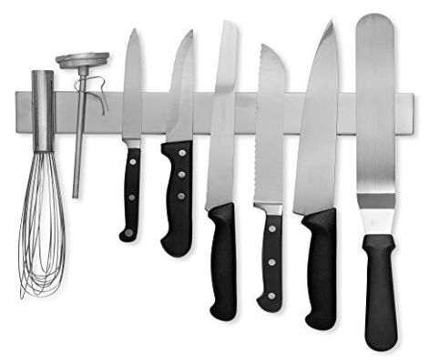 Faixa de faca magnética de aço inoxidável de 16 polegadas para armazenamento de cozinha limpo e prático