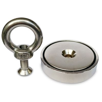 Magnético de pesca NdFeB de alta força magnética D80x19mm-M10 com campo magnético permanente