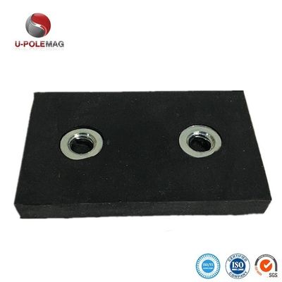 Magnetos retangulares de neodímio revestidos de borracha personalizados Magnetos de neodímio de grau com dois furos