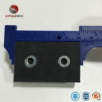 Magnetos retangulares de neodímio revestidos de borracha personalizados Magnetos de neodímio de grau com dois furos