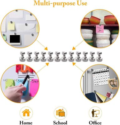 Revestimento de níquel permanente Pins de empuxo magnéticos de neodímio forte para ímã de frigorífico de prata