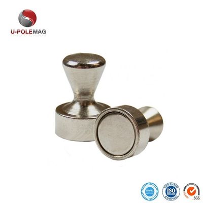Revestimento de níquel permanente Pins de empuxo magnéticos de neodímio forte para ímã de frigorífico de prata