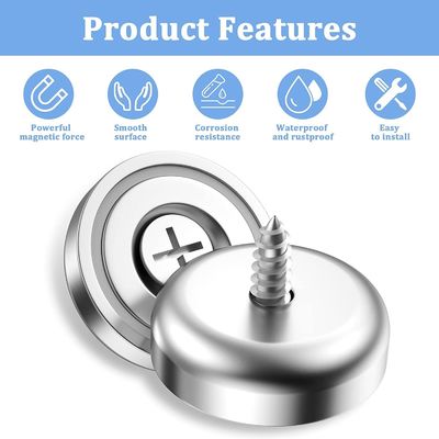D20 MM 20lbs NdFeB Pot Magnet com Countersunk Hole Altura total H 7,2 mm O buraco d1 4,5 mm
