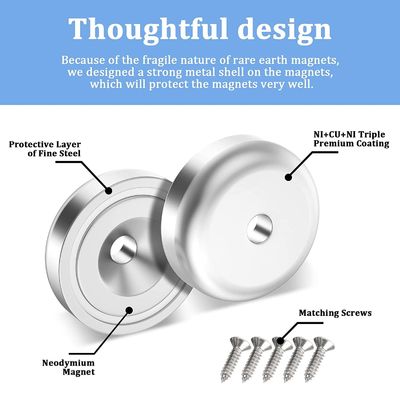 D20 MM 20lbs NdFeB Pot Magnet com Countersunk Hole Altura total H 7,2 mm O buraco d1 4,5 mm