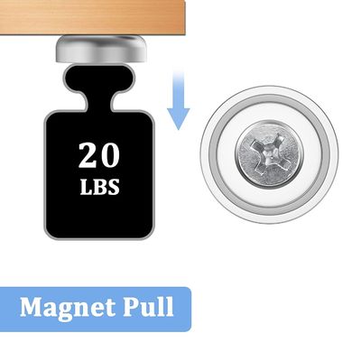 D20 MM 20lbs NdFeB Pot Magnet com Countersunk Hole Altura total H 7,2 mm O buraco d1 4,5 mm