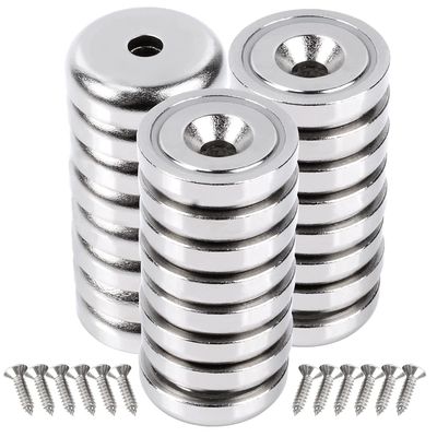 Super Power 25mm Cup Magnet com Countersunk Resistência ao buraco aprox. 19kg Buraco d1 5,5mm