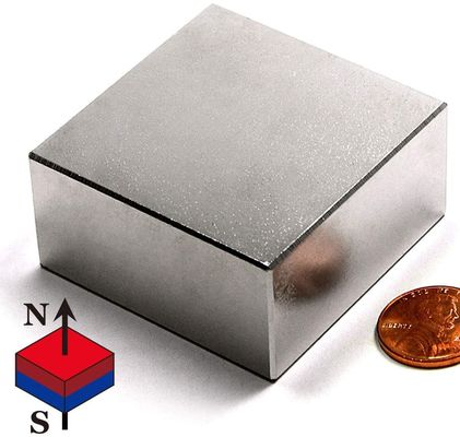 Bloco magnético quadrado de neodímio sinterizado de alto fluxo magnético em grau personalizado N35-N52