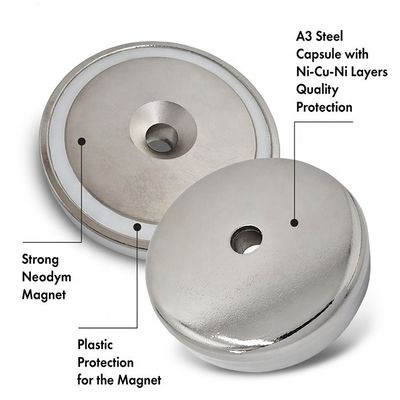 75kg Força Neodímio NdFeB Ímã de Pot Pessoal com Furo de Montagem Contra-Sunk D48x10.8mm
