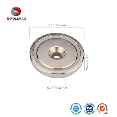 75kg Força Neodímio NdFeB Ímã de Pot Pessoal com Furo de Montagem Contra-Sunk D48x10.8mm