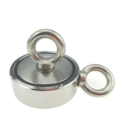 D75mm 200 kg Força de tração Duplo lado Redondo Forte Kit de pesca magnético Magnético de resgate com gancho