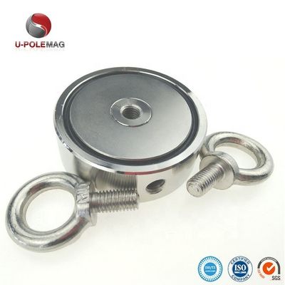 D75mm 200 kg Força de tração Duplo lado Redondo Forte Kit de pesca magnético Magnético de resgate com gancho