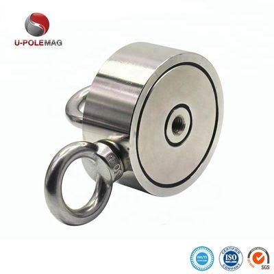 D75mm 200 kg Força de tração Duplo lado Redondo Forte Kit de pesca magnético Magnético de resgate com gancho
