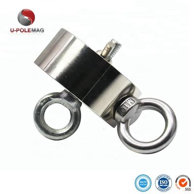 D75mm 200 kg Força de tração Duplo lado Redondo Forte Kit de pesca magnético Magnético de resgate com gancho