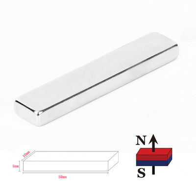 F50x10x5mm revestido com níquel N48 Ímã de barras de neodímio de terras raras pesado para uso industrial