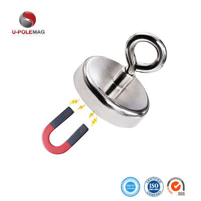 Imã NdFeB de aço A3 148 LBS 67 KG Força de tração D48mm Imã POT de terras raras com fecho de olho