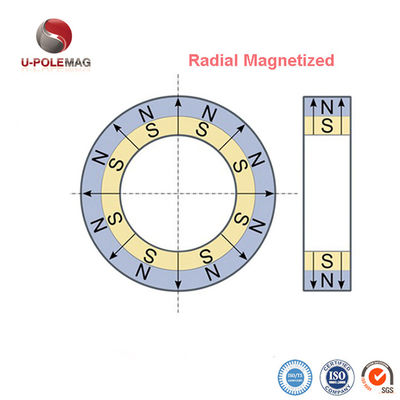Magnético de anel grande magnetizado radial de neodímio revestido de ouro para aplicações industriais