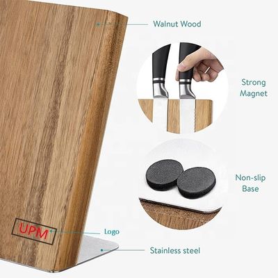 Organizador de facas magnético de madeira de acácia Bloco universal para facas Tesouras 235x110x35mm
