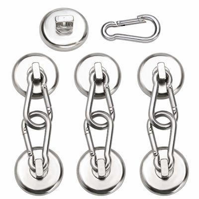 Gancho magnético redondo de neodímio com chaveiro de carabiner e tolerância elevada ± 1 mm