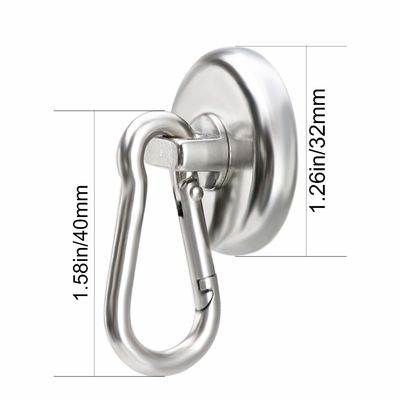 Gancho magnético redondo de neodímio com chaveiro de carabiner e tolerância elevada ± 1 mm