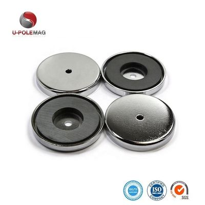 3.2" Forma de taça Ferrita Cerâmica Cromo-Plated Magnet 75lbs Pull para interior e exterior