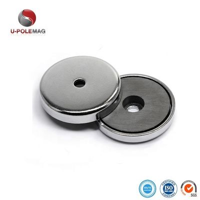 3.2" Forma de taça Ferrita Cerâmica Cromo-Plated Magnet 75lbs Pull para interior e exterior