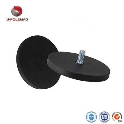 Base magnética revestida de borracha redonda D88x8mm com fio externo 45kg Força de tração Forma redonda