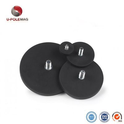 Base magnética revestida de borracha redonda D88x8mm com fio externo 45kg Força de tração Forma redonda