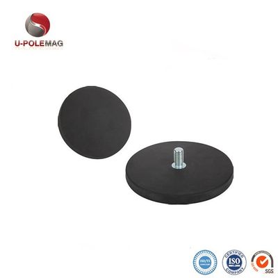 Base magnética revestida de borracha redonda D88x8mm com fio externo 45kg Força de tração Forma redonda