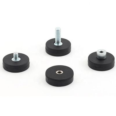 Magnético redondo de neodímio D22x6mm com M4 Grelha de fio feminina plana e superfície de borracha