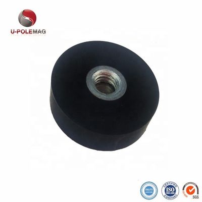 Magnético redondo de neodímio D22x6mm com M4 Grelha de fio feminina plana e superfície de borracha