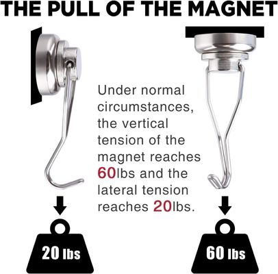 Magnetos de neodímio reforçados, gancho magnético forte e durável com revestimento de níquel