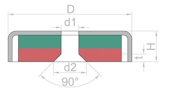 Máxima temperatura de trabalho 80 °C 35 LB Pull Power Ferrite Cup Magnets para montagem