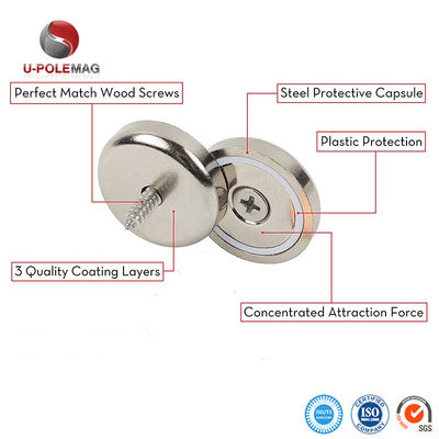 Máxima temperatura de trabalho 80 °C 35 LB Pull Power Ferrite Cup Magnets para montagem