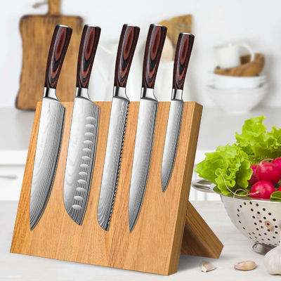 Organizador de faca de madeira de bambu magnético para balcão de cozinha tamanho personalizado