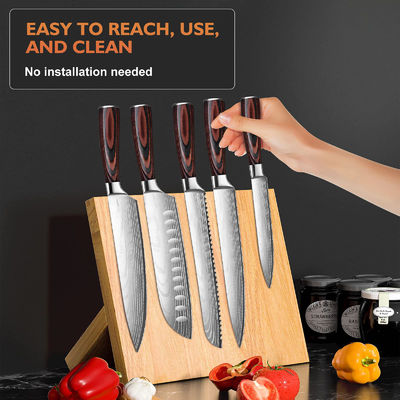 Organizador de faca de madeira de bambu magnético para balcão de cozinha tamanho personalizado