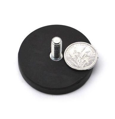 Magnetos de borracha de ímã de neodímio com embalagem personalizada e furos roscados M6 M8