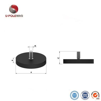 Magnetos de borracha de ímã de neodímio com embalagem personalizada e furos roscados M6 M8