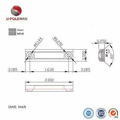 Magnético NdFeb quadrado de potência industrial de grau N52 com buraco de contra-enchimento e revestimento de níquel