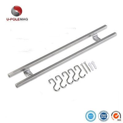 18 polegadas tubos quadrados de aço inoxidável Magnetic Knife Strip com 6 ganchos para utensílios de cozinha porta ferramenta organizador