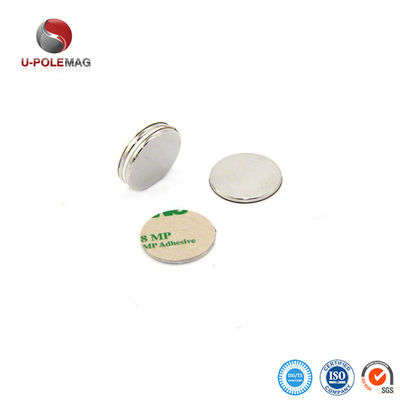 Magnetos de disco de neodímio revestidos com NiCuNi, N35 N42 N48 N52 Magnetos de disco de neodímio com adesivos 3M