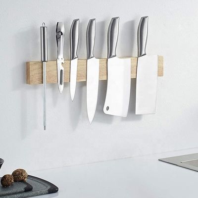 Eco-friendly 16 polegadas Magnetic Knife Strip Borracha Madeira Kitchen Magnet Holder para Parede