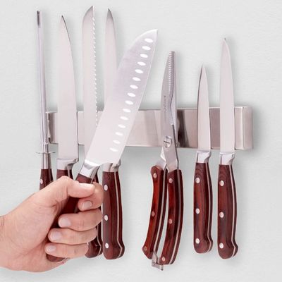 Home Cuchillo de cozinha portador com logotipo personalizado aceitável aço inoxidável magnético