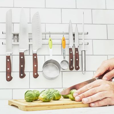 Moderno Cuisine Room Bloco Tubos de aço inoxidável Magnético Porta Faca com Gancho