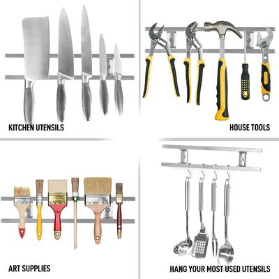 Moderno Cuisine Room Bloco Tubos de aço inoxidável Magnético Porta Faca com Gancho