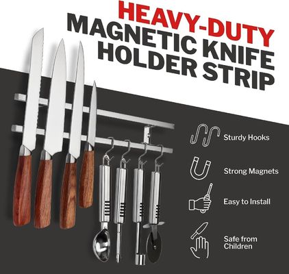 Moderno Cuisine Room Bloco Tubos de aço inoxidável Magnético Porta Faca com Gancho