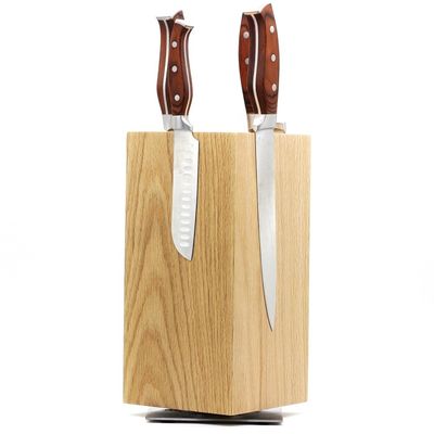 Sustentável 300x150x150mm 4 lados de faca magnética Bloco 360 Rodável porta de faca de madeira