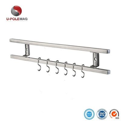 304 de aço inoxidável Magnético Knife Bar Rack com 6 ganchos e Ferrite Magnet Tipo 10 polegadas
