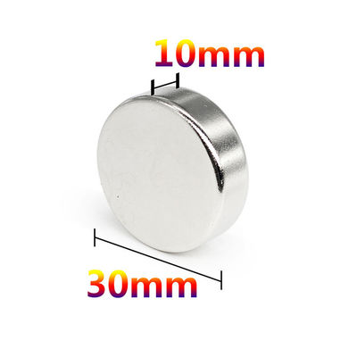 Potente ímã de terras raras NdFeb permanente N52 ímãs de neodímio circulares axial D30x10mm
